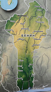 Карта Бенина с городами