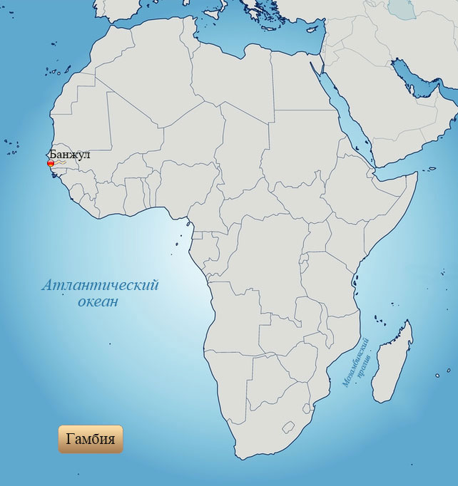 Гамбия: страна на карте Африки