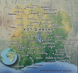 Карта Кот-д’Ивуара с городами