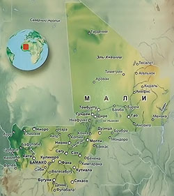 Карта Мали с городами