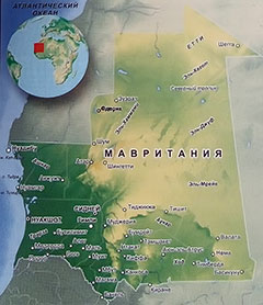 Карта Мавритании с городами