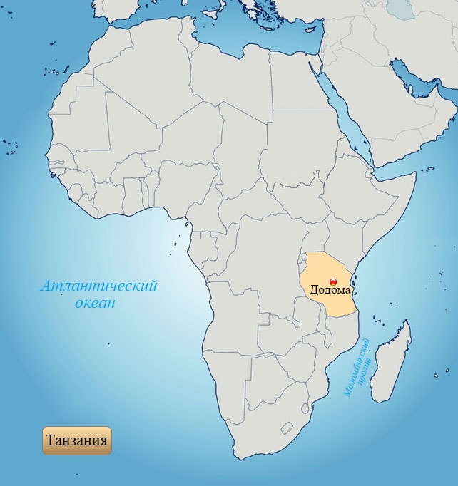 Танзания: страна на карте Африки