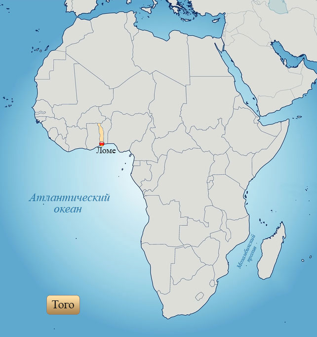 Того: страна на карте Африки
