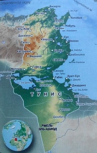 Карта Туниса с городами