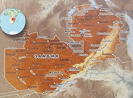 Карта Замбии с городами